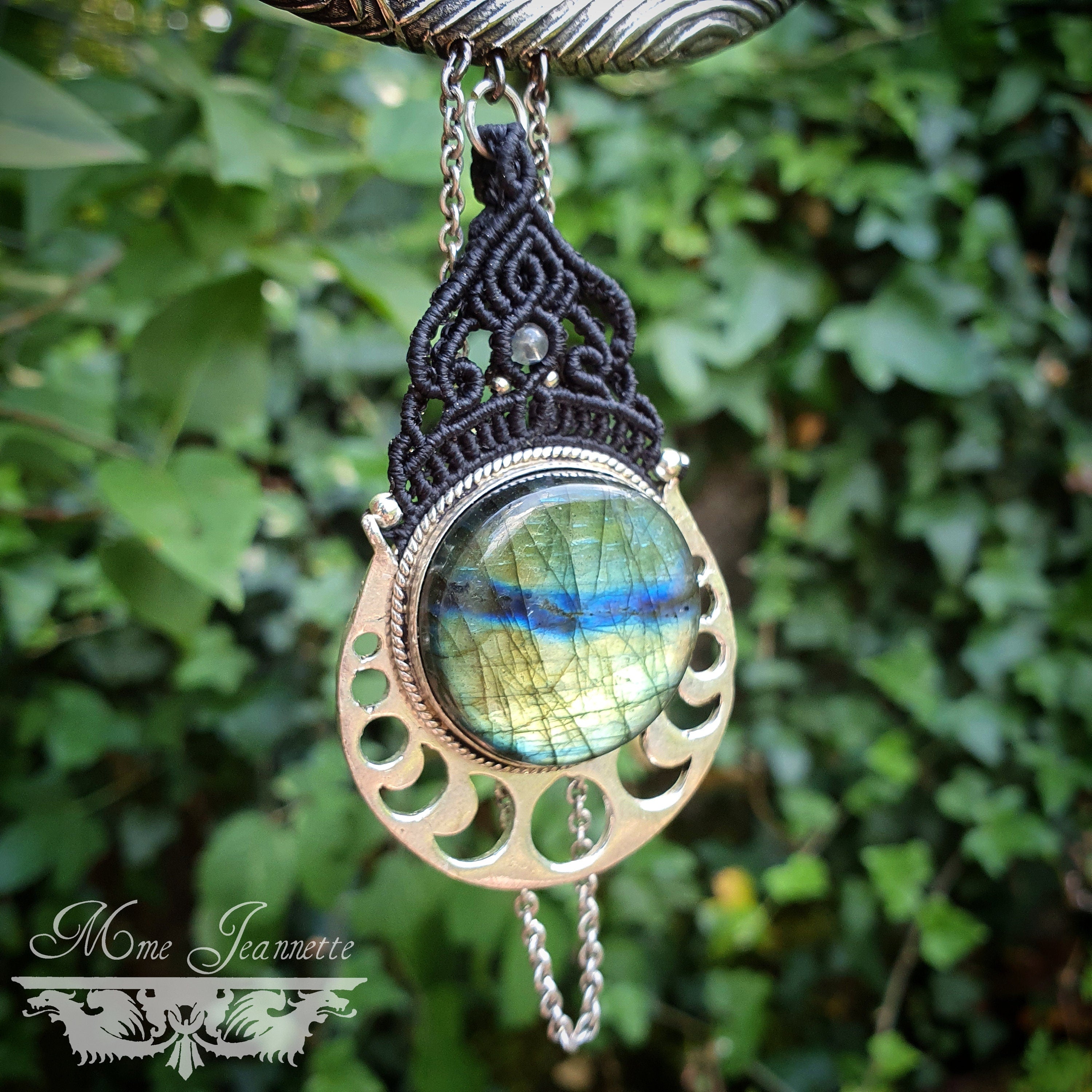 Colliers Torques Micro-macramé et pendentifs Labradorite - Collier Bohème