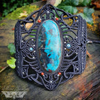 Bracelet Manchette Chrysocolle & Micro-macramé - Bohème, boho chic, tribal, ethnique, elfique, féerique, neo tribal, psytrance