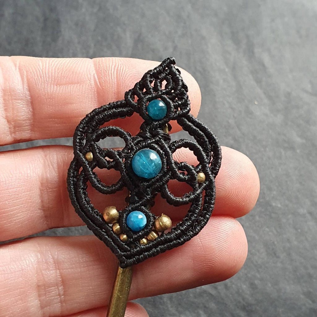 Bijoux Micro-Macramé Noir et turquoise