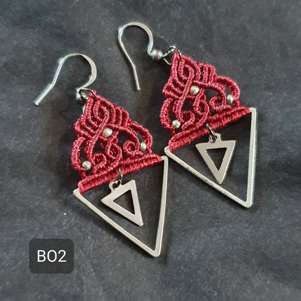 Bijoux Micro-Macramé rouge et Améthyste