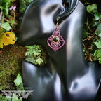 Bracelet et Boucles d'oreilles Onyx noir et Micro-macramé - Couleur Cerise noire - Bijoux Bohème, baroque, e-girl