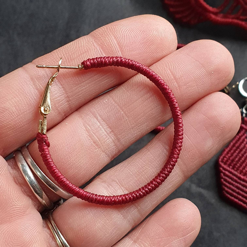 Bijoux Micro-Macramé rouge et Améthyste