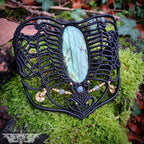 Superbe Bracelet Manchette Labradorite bleue - Micro-macramé Féerique, elfique, Bohème, boho chic, psytrance ,fusion