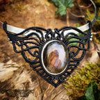 Collier plastron Labradorite et Torque Laiton Argenté- Collier Bohème, ethnique, Fusion, pagan style