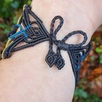 Bracelet Manchette Micro-macramé & Apatite - Bracelet Bohème