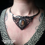 Collier plastron Labradorite et Torque Laiton Argenté- Collier Bohème, ethnique, Fusion, pagan style
