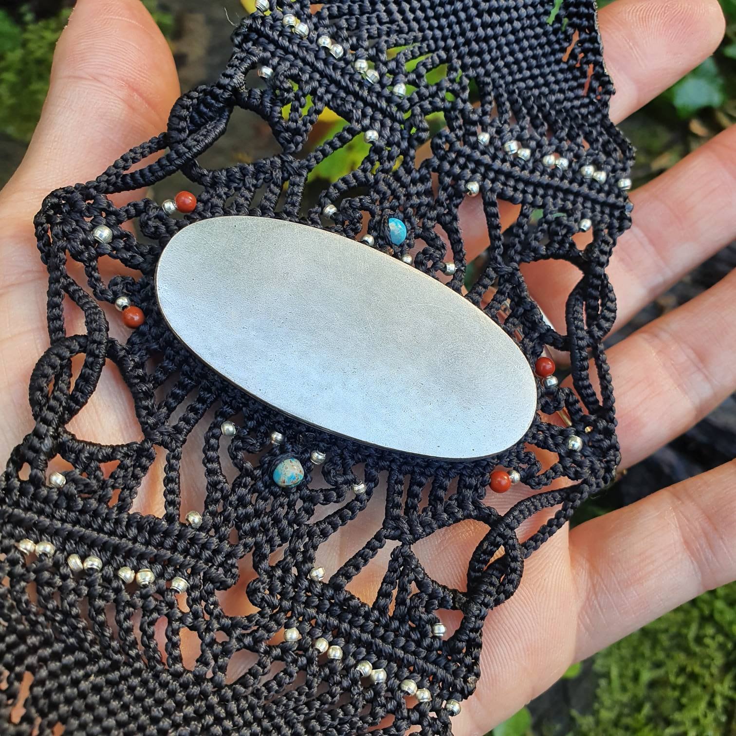 Bracelet Manchette Chrysocolle & Micro-macramé - Bohème, boho chic, tribal, ethnique, elfique, féerique, neo tribal, psytrance