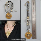 Pendentifs Géometrie Sacrée, Scarabée et Pierres fines - Micro-macramé - Médaillons ethniques, tribal, Bohème