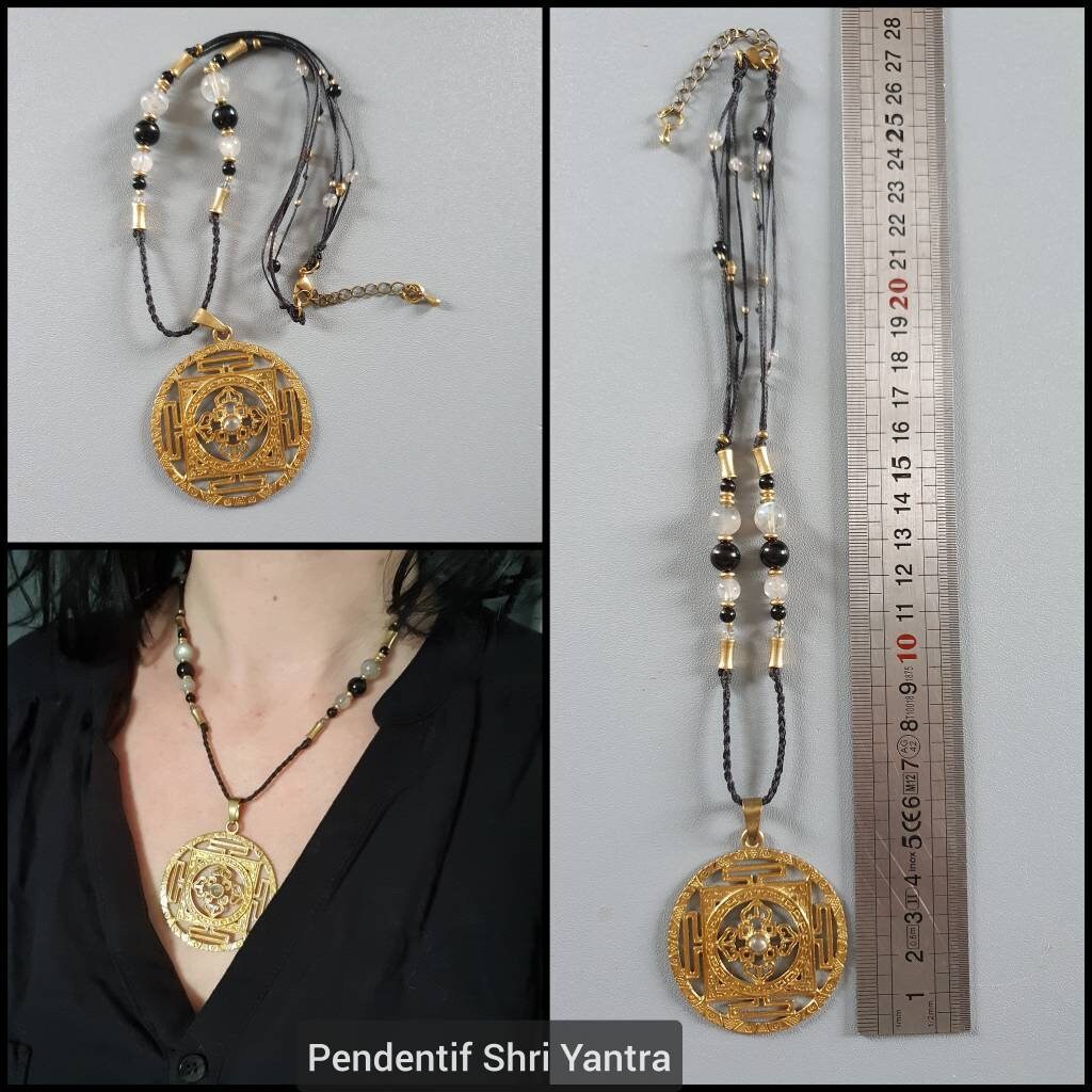 Pendentifs Géometrie Sacrée, Scarabée et Pierres fines - Micro-macramé - Médaillons ethniques, tribal, Bohème