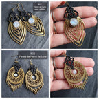 Bijoux Micro-Macramé bleu marine, Pierre de Lune et Agate