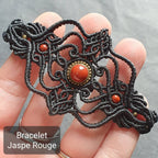 Bijoux Micro-Macramé Noir et Jaspe Rouge