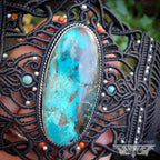 Bracelet Manchette Chrysocolle & Micro-macramé - Bohème, boho chic, tribal, ethnique, elfique, féerique, neo tribal, psytrance