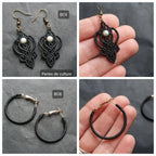 Boucles d'oreilles Micro-macramé noir