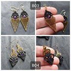 Bijoux Micro-Macramé noir et Améthyste