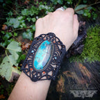 Bracelet Manchette Chrysocolle & Micro-macramé - Bohème, boho chic, tribal, ethnique, elfique, féerique, neo tribal, psytrance
