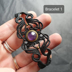 Bijoux Micro-Macramé noir et Améthyste