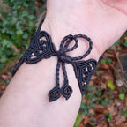 Superbe Bracelet Manchette Labradorite bleue - Micro-macramé Féerique, elfique, Bohème, boho chic, psytrance ,fusion