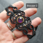 Bijoux Micro-Macramé noir et Améthyste