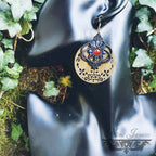 Boucles d'oreilles Créoles Micro-macramé Bohème, tribal avec Cornaline et Lapis-lazuli - Boucles d'oreilles Ethniques, tribales, Égyptiennes