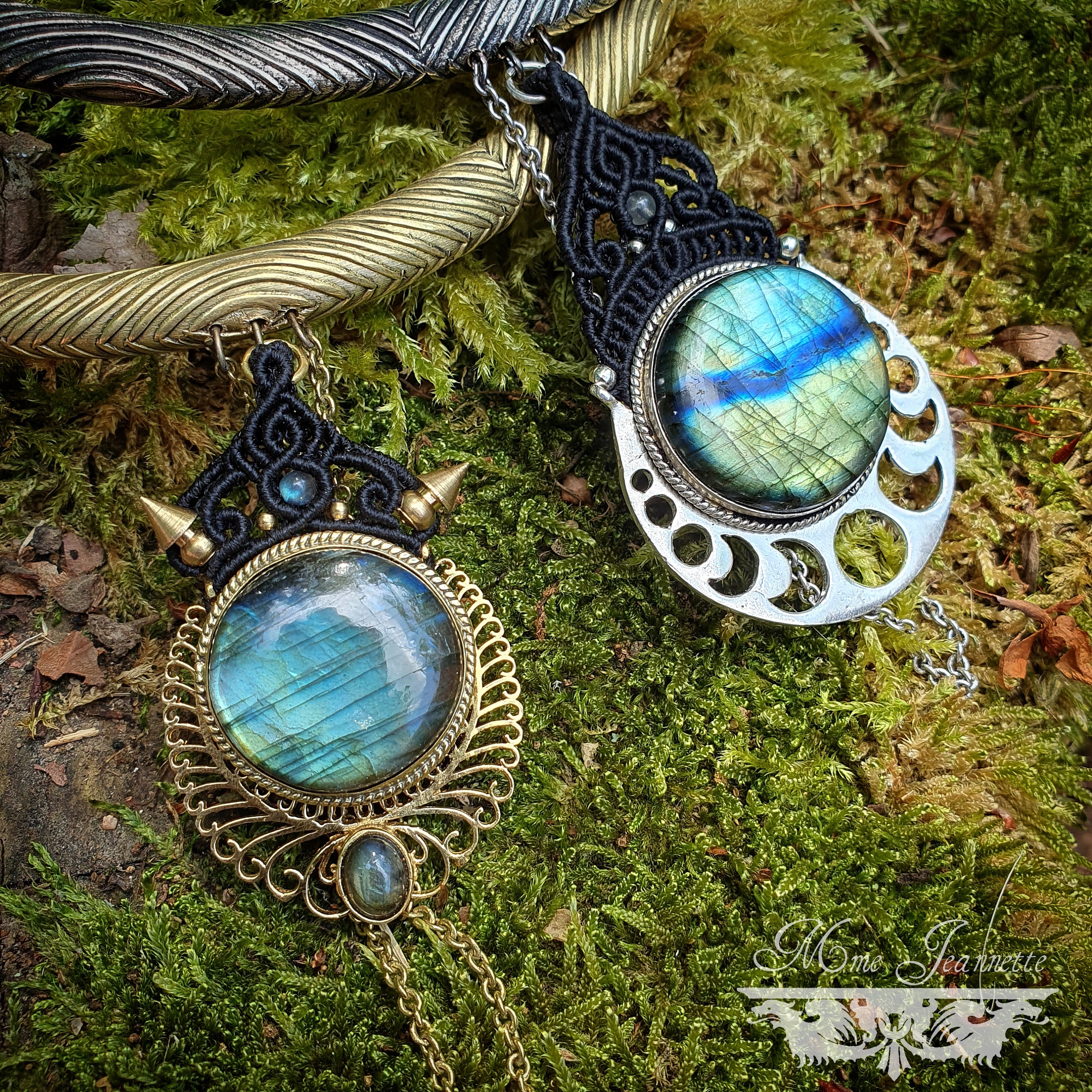 Colliers Torques Micro-macramé et pendentifs Labradorite - Collier Bohème