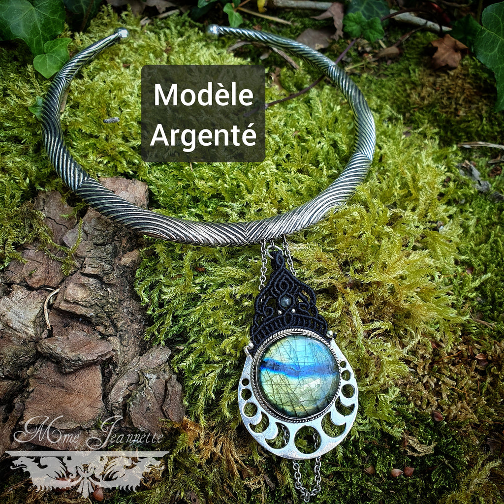 Colliers Torques Micro-macramé et pendentifs Labradorite - Collier Bohème
