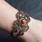 Bijoux Micro-Macramé Kaki et Vert Olive avec Jaspe Rouge et Cornaline