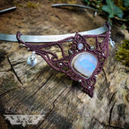 COLLIER MICRO MACRAME LIE DE VIN AVEC PIERRE DE LUNE