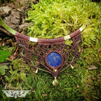 Collier Torque Plastron Lapis-lazuli et Micro-macramé - Collier tribal, ethnique