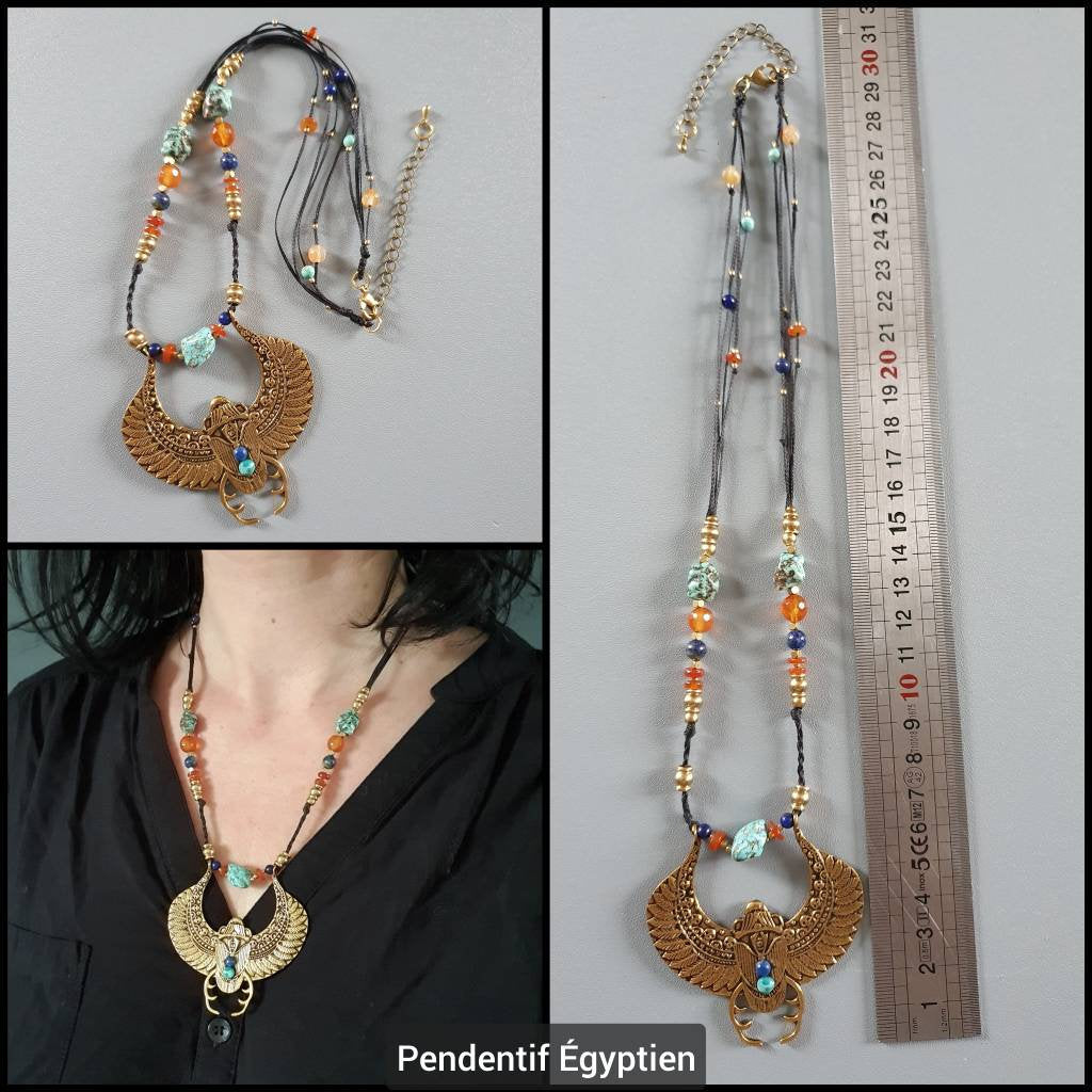 Pendentifs Géometrie Sacrée, Scarabée et Pierres fines - Micro-macramé - Médaillons ethniques, tribal, Bohème