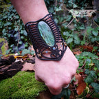 Superbe Bracelet Manchette Labradorite bleue - Micro-macramé Féerique, elfique, Bohème, boho chic, psytrance ,fusion