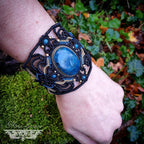 Bracelet Manchette Micro-macramé & Apatite - Bracelet Bohème