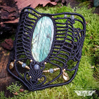 Superbe Bracelet Manchette Labradorite bleue - Micro-macramé Féerique, elfique, Bohème, boho chic, psytrance ,fusion