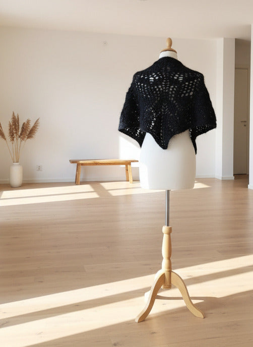 chale tricot dentelle mohair noir