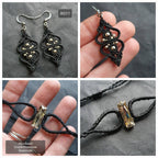 Boucles d'oreilles Micro-macramé noir