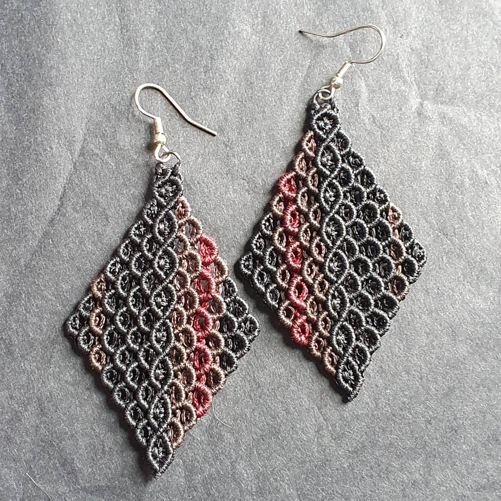 Bijoux Micro-Macramé Noir et Jaspe Rouge