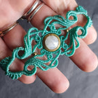 Bijoux Micro-Macramé bleu marine, Pierre de Lune et Agate