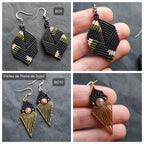 Boucles d'oreilles Micro-macramé noir