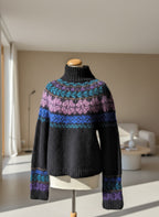 pull tricot main jaquard floral