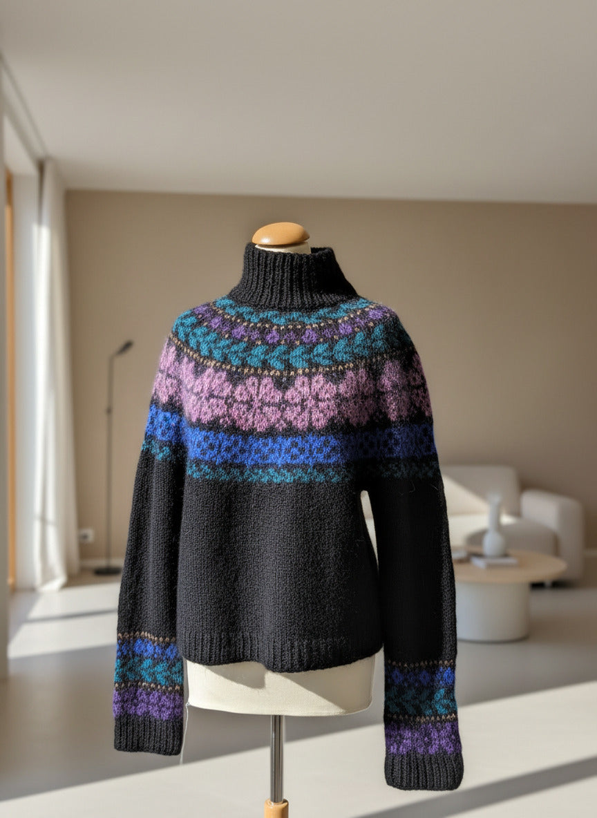 pull tricot main jaquard floral